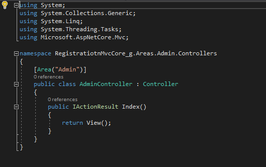 نحوه استفاده از area در asp.net core