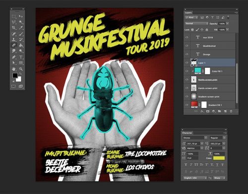 آموزش طراحی پوستر فستیوال موسیقی